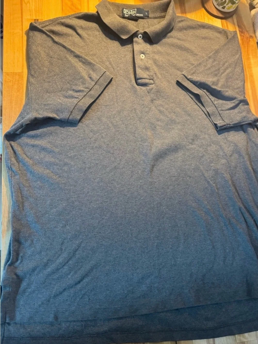 Polo by Ralph Lauren Men’s L Gray Cotton Polo Shirt Minimalist Y2K